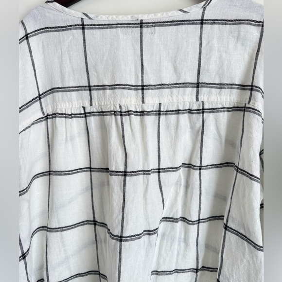 Flax 100% Linen Blouse White Black Plaid Oversize Boxy size 2G 22 - 24 Plus - Picture 7 of 9